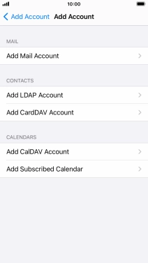 Press Add Mail Account. Press Add Mail Account.