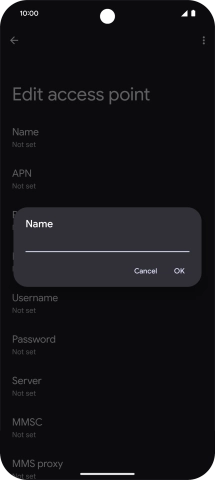Key in Vodafone Internet and press OK.
