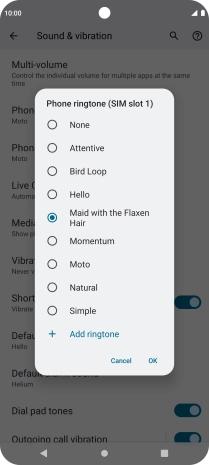 Once you've found a ring tone you like, press OK.
