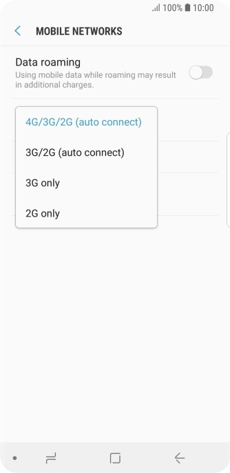 Press the required network mode. Press the required network mode.