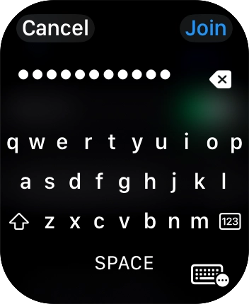 Key in the password for the Wi-Fi network and press Join. Key in the password for the Wi-Fi network and press Join.