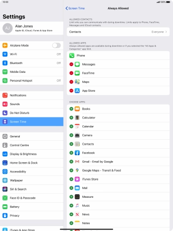 Press the remove icon next to the required app to remove it from the list of allowed apps during Downtime. Press the remove icon next to the required app to remove it from the list of allowed apps during Downtime.