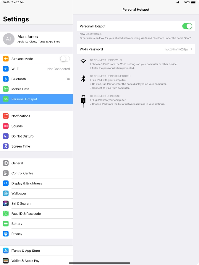 Press Wi-Fi Password and key in the required password. Press Wi-Fi Password and key in the required password.