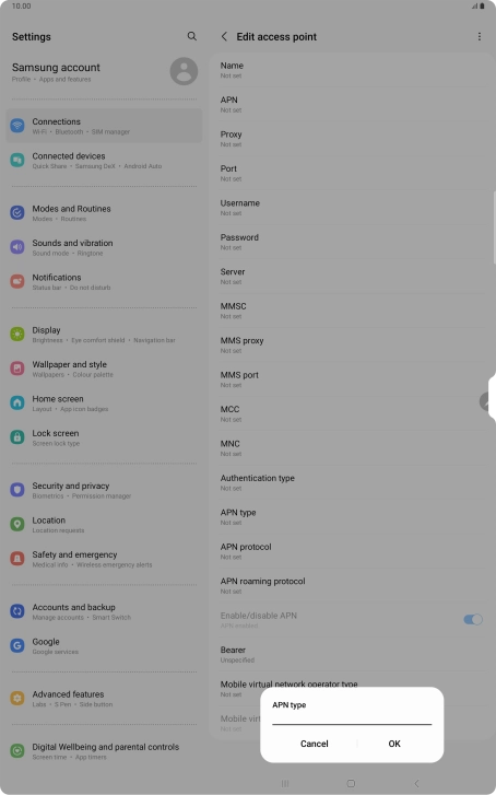 Key in mms and press OK. Key in mms and press OK.