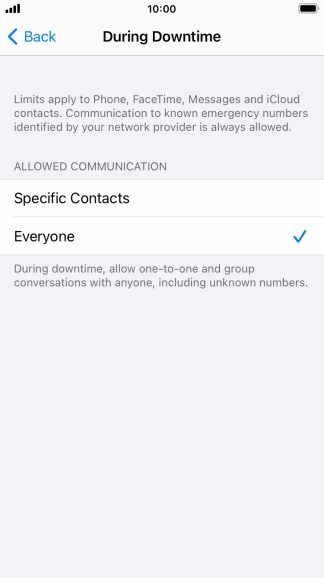 Press the required setting. Press the required setting.