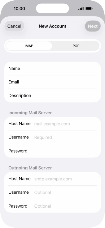Press IMAP.