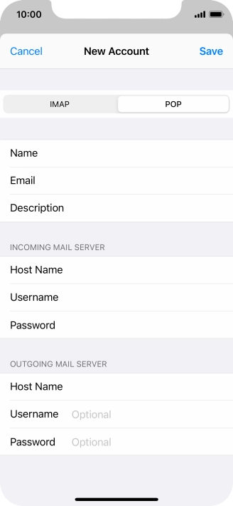 Press Username and key in the username for your email account. Please note that if you're using Vodafone's outgoing server, leave the username field empty.