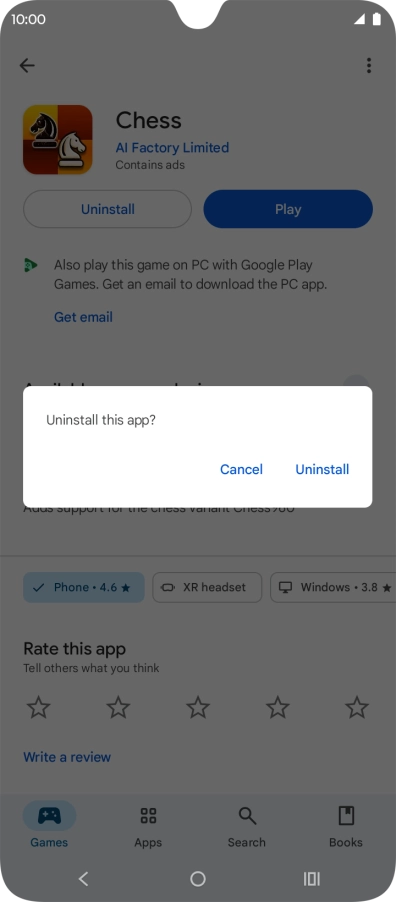 Press Uninstall.