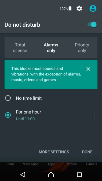 Press DONE to turn on silent mode.