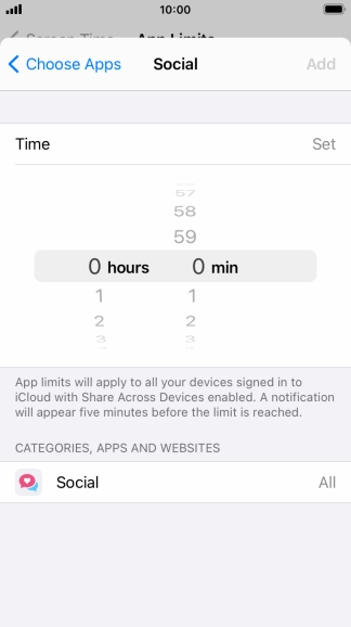 Set the required time limit for use of the selected category. Set the required time limit for use of the selected category.