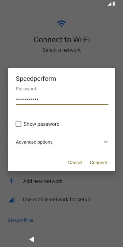 Key in the password for the Wi-Fi network and press Connect. Key in the password for the Wi-Fi network and press Connect.