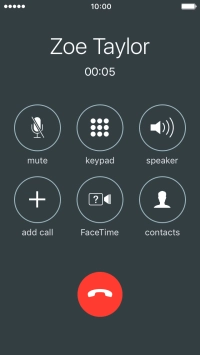 Press the end call icon to end the call and return to the home screen.
