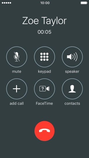 Press the end call icon to end the call and return to the home screen.