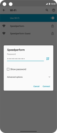 Key in the password for the Wi-Fi network and press Connect.