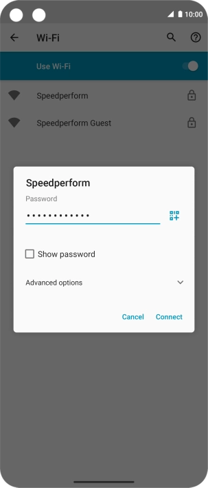 Key in the password for the Wi-Fi network and press Connect.