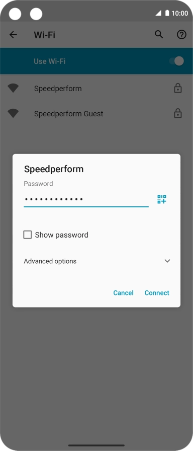 Key in the password for the Wi-Fi network and press Connect.