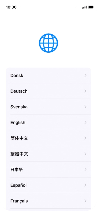 Press the required language. Press the required language.