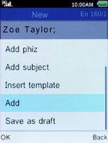 Select Add and press the Left selection key.
