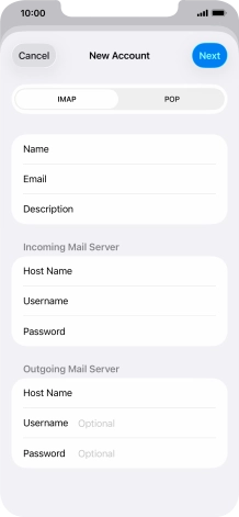 Press Username and key in the password for your email account. Please note that if you're using Vodafone's outgoing server, leave the password field empty.