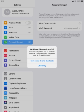 If Wi-Fi is turned off, press Turn on Wi-Fi and Bluetooth. If Wi-Fi is turned off, press Turn on Wi-Fi and Bluetooth.