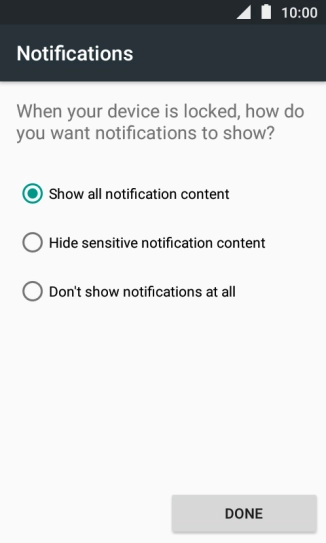 Press the required setting. Press the required setting.