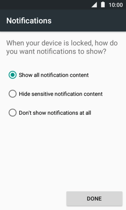 Press the required setting. Press the required setting.