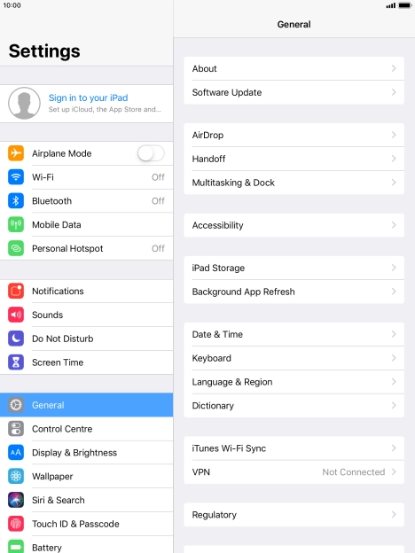 Press Sign in to your iPad.