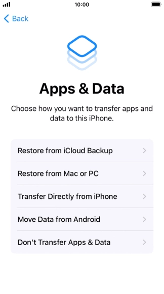 You can restore content from an iCloud backup when your phone is activated for the first time and after a factory reset. When this screen is displayed, your phone is ready to restore content from an iCloud backup.