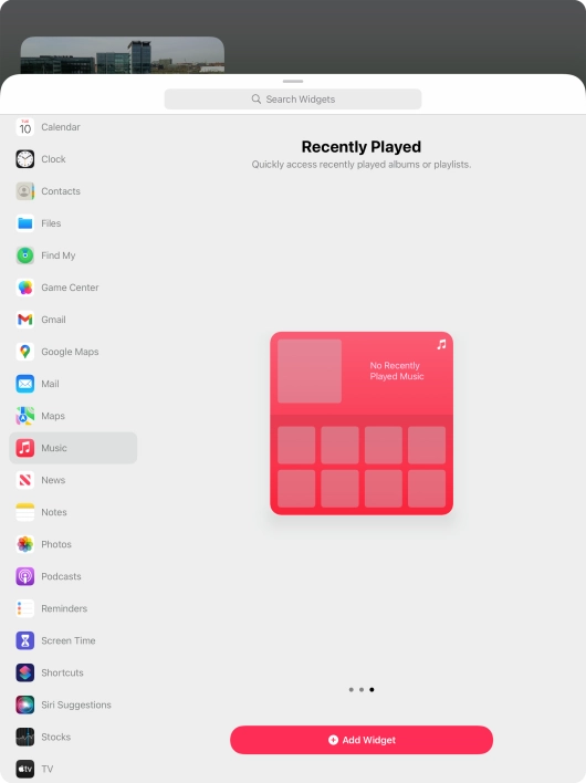 Press Add Widget. Press Add Widget.