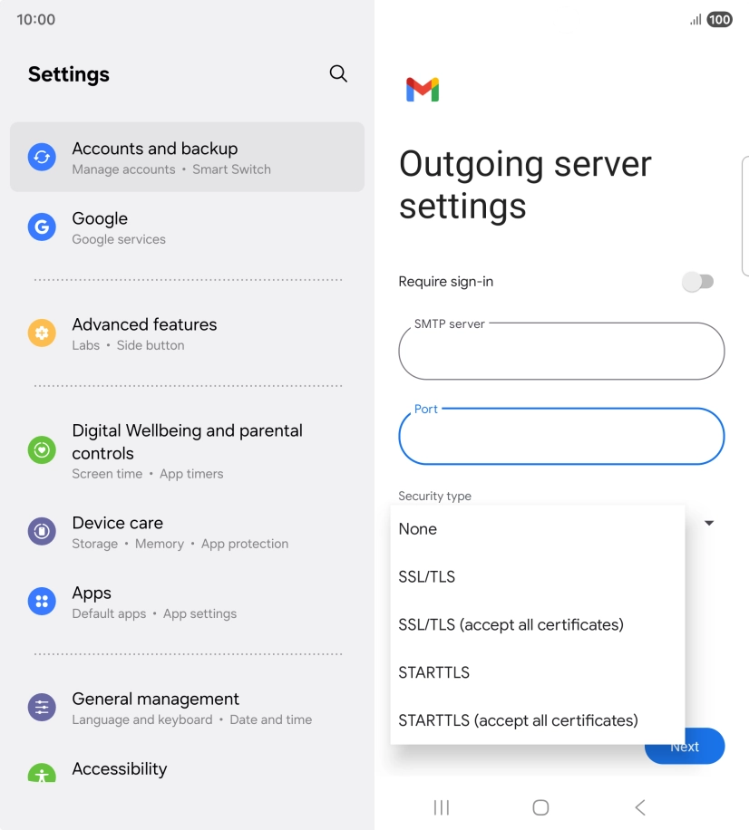 Press SSL/TLS. Press SSL/TLS.