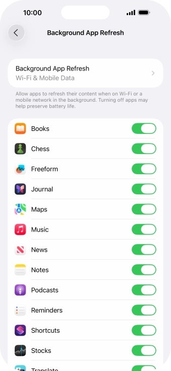 Press Background App Refresh. Press Background App Refresh.