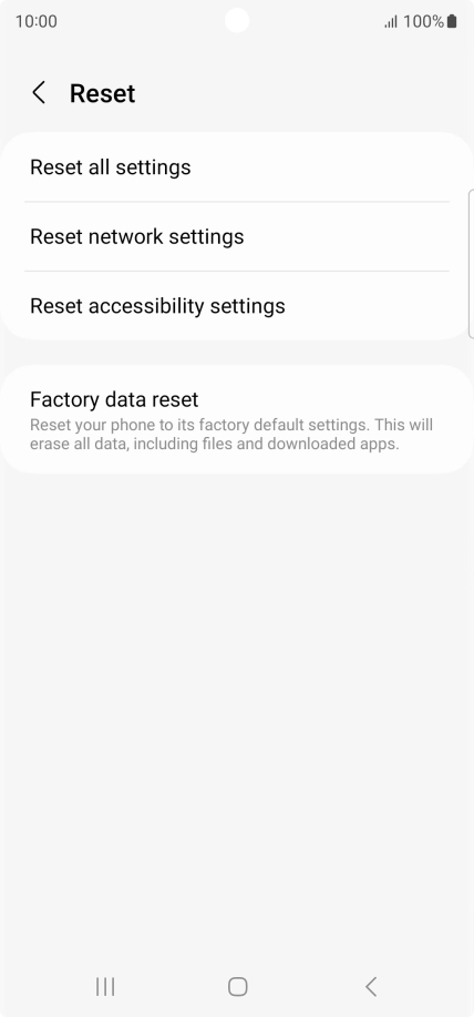 Press Factory data reset.