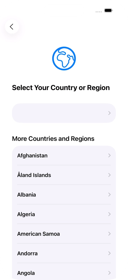 Press the required country or area.