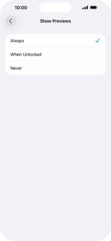 To select notification preview on the lock screen, press Always.
