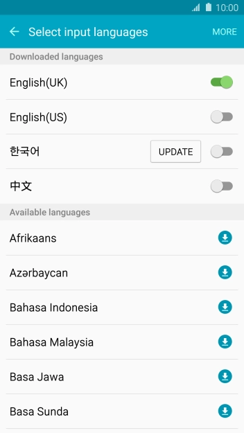 Press the required language to add it. Press the required language to add it.