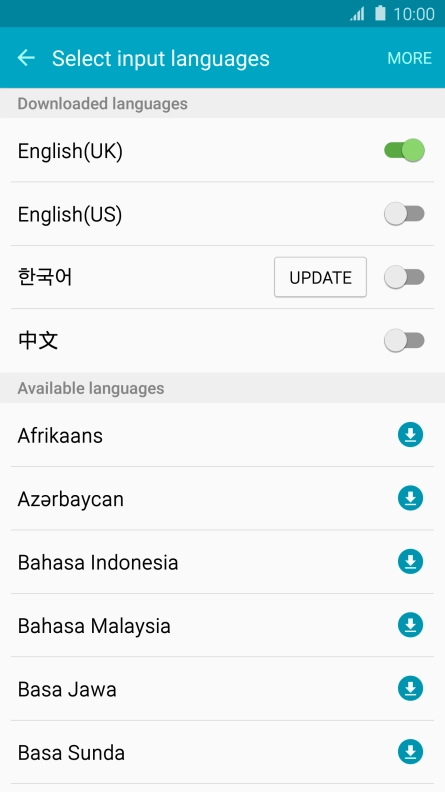 Press the required language to add it. Press the required language to add it.