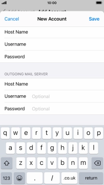 Press Username and key in the username for your email account. Please note that if you're using Vodafone's outgoing server, leave the username field empty. Press Username and key in the username for your email account. Please note that if you're using Vodafone's outgoing server, leave the username field empty.