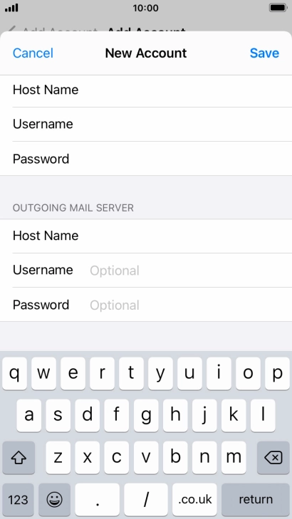Press Username and key in the username for your email account. Please note that if you're using Vodafone's outgoing server, leave the username field empty. Press Username and key in the username for your email account. Please note that if you're using Vodafone's outgoing server, leave the username field empty.