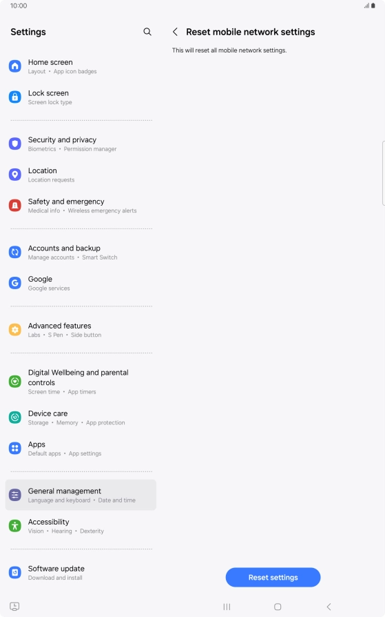 Press Reset settings. Press Reset settings.