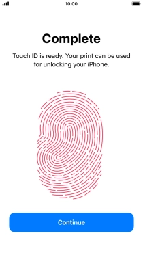 Press Continue. If you haven't previously selected a phone lock code, key in a code of your own choice twice.