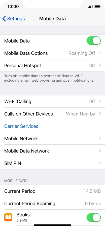 The total data usage is displayed next to Current Period. The total data usage is displayed next to Current Period.