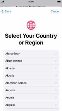 Press the required country.