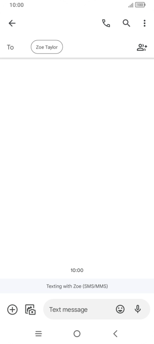 Press the text input field and write the text for your text message. Press the text input field and write the text for your text message.