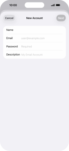 Press Password and key in the password for your email account.