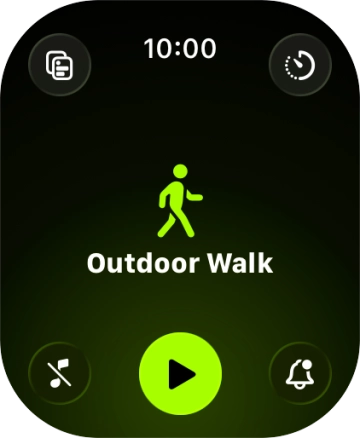 Slide your finger up or down on the screen to select the required training activity.