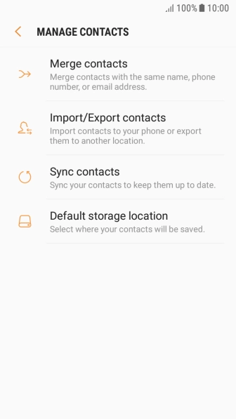 Press Import/Export contacts. Press Import/Export contacts.