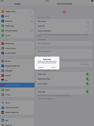 If you turn on the function, press Enable. If you turn on the function, press Enable.