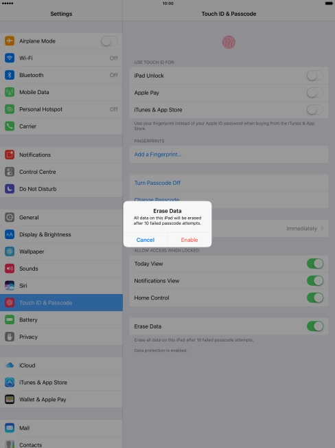 If you turn on the function, press Enable. If you turn on the function, press Enable.