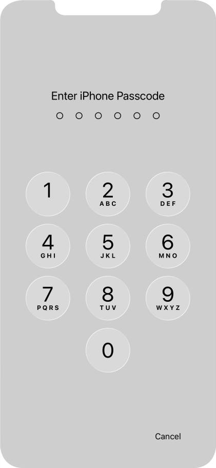 Use the phone lock code you created.