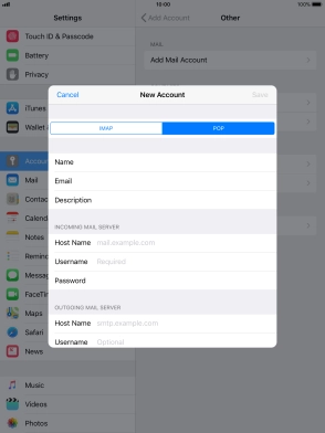 Press Host Name and key in the name of your email provider's incoming server. Press Host Name and key in the name of your email provider's incoming server.
